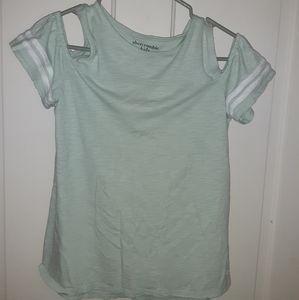 Mint cold shoulder tee shirt